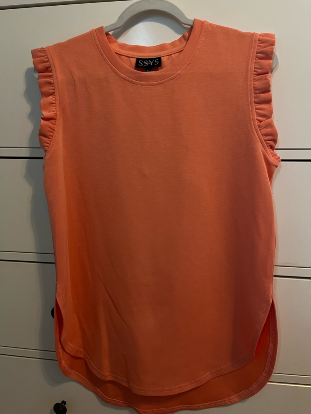 Sleeveless Ruffle Trim Tank in Orange SSYS
